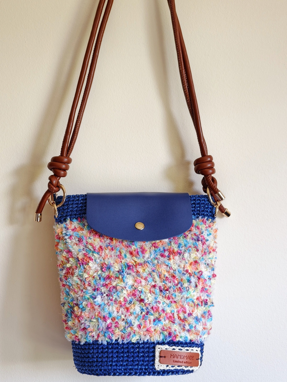Handmade Crochet Bucket Bag Shoulder  bag for Summer